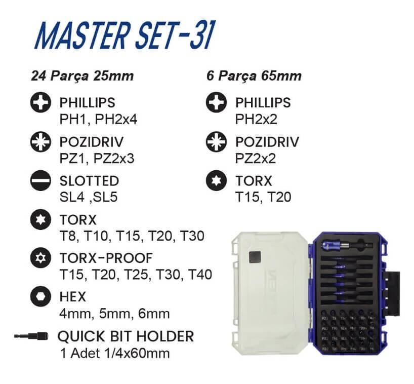 EXEN EX 8031 Master Set -31 Parça Bits Uç Seti