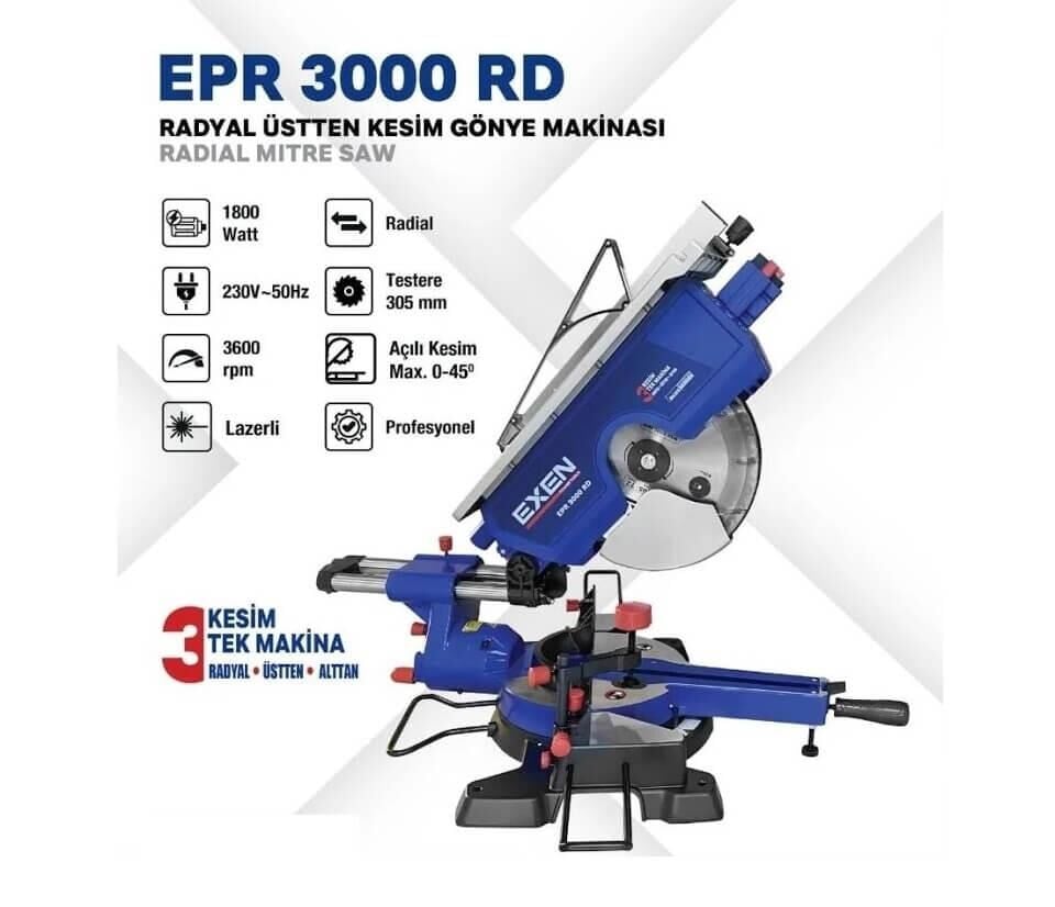 EXEN EPR 3000 RD-305mm 1800W Elektrikli Radyal Üstten Kesme Gönye