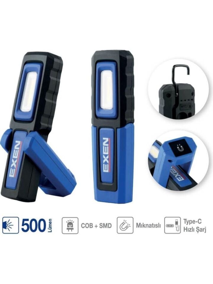 EXEN EL105 FL 500 Lümen Şarjlı El Feneri